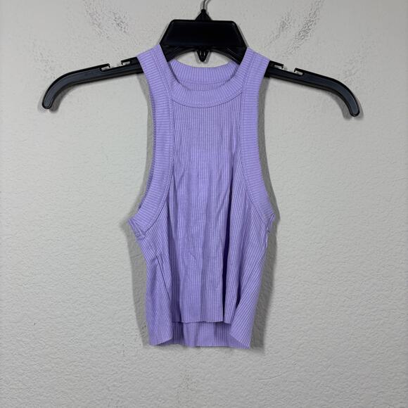 WSLY XXS Rivington Ribbed Cropped Tank Top Wisteria Purple High Neck - Picture 1 of 7
